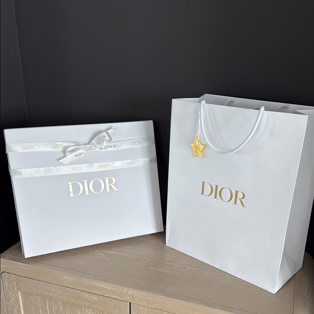 DIOR GIFT BOX, GIFT BAG WITH GOLD STAR & DIOR RIBBON